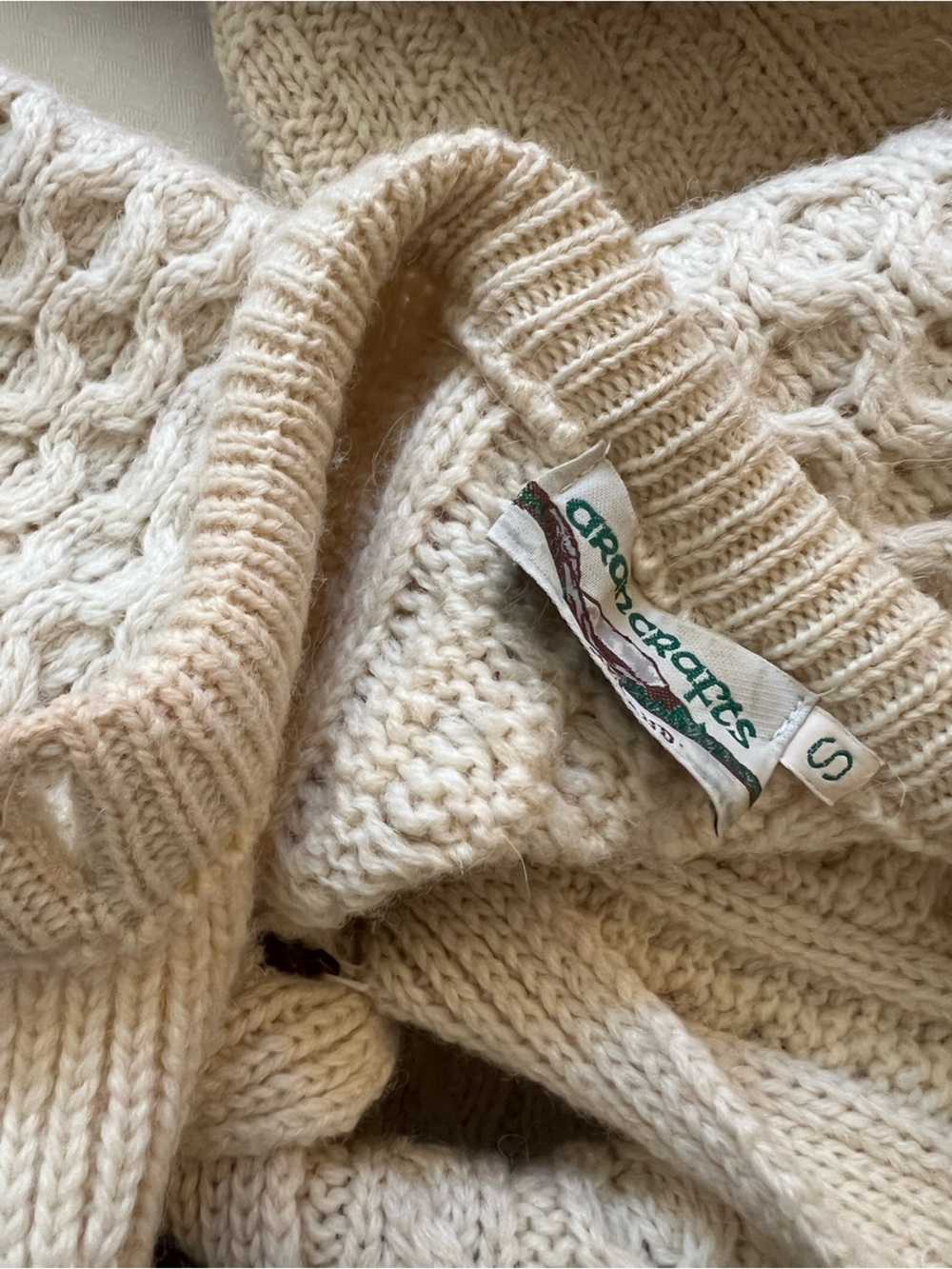 Aran Crafts Cream Cable-Knit Button Cardigan with Pockets - Picture 11 of 15